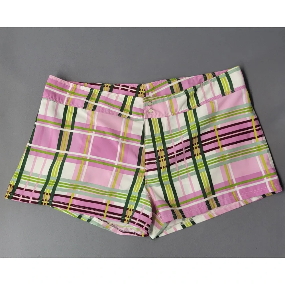 Agua Doce Shorts Womens Medium Plaid Swim Boardshorts Brazilian Beach Swimwear